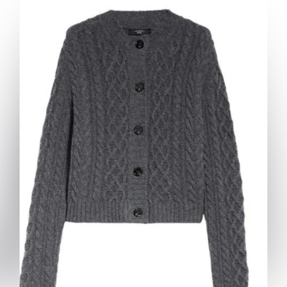 Weekend Max Mara Virgin wool cable knit embassy cardigan crew neck NWT